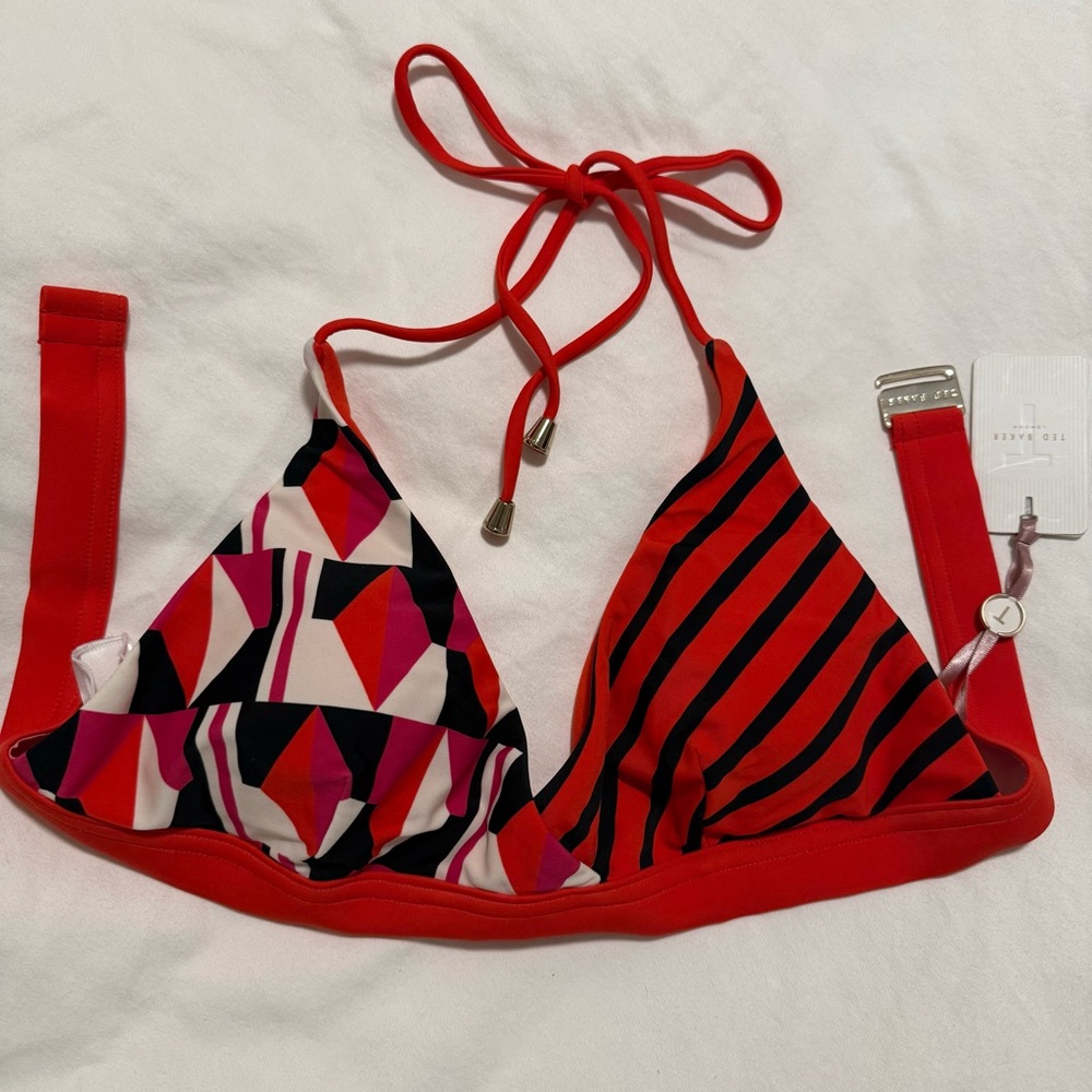 Ted Baker Vibrant Red and Black Bikini Top